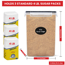 Extra Large Flour and Sugar Storage Containers 6.5L - 220 Fl. Oz 2 Pc Plastic Bulk Airtight Food Storage Rice Containers With Lids - Kitchen Pantry Organizer and Storage Canisters, Marker and Labels
