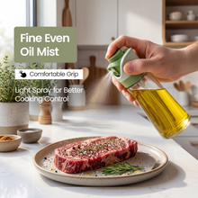 DWËLLZA KITCHEN Olive Oil Dispenser for Kitchen 2-in-1 Pour and Spray | 11.5 oz / 340 ml | Glass Olive Oil Sprayer for Cooking, Airfryer, Salad & BBQ | Set of 2 Bottles, Green