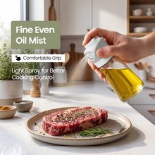 DWËLLZA KITCHEN Olive Oil Dispenser for Kitchen 2-in-1 Pour and Spray | 7.7 oz / 230 ml | Glass Olive Oil Sprayer for Cooking, Airfryer, Salad & BBQ | Set of 2 Bottles, White