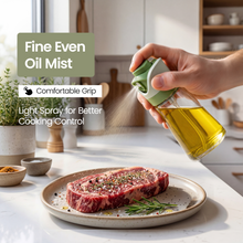 DWËLLZA KITCHEN Olive Oil Dispenser for Kitchen | 2-in-1 Pour and Spray | 7.7 oz / 230 ml | Glass Olive Oil Sprayer for Cooking, Airfryer, Salad & BBQ | Set of 2 Bottles, Green