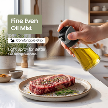 DWËLLZA KITCHEN Olive Oil Dispenser for Kitchen 2-in-1 Pour and Spray | 7.7 oz / 230 ml | Glass Olive Oil Sprayer for Cooking, Airfryer, Salad & BBQ | Set of 2 Bottles, Black
