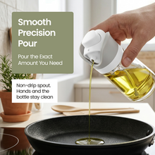 DWËLLZA KITCHEN Olive Oil Dispenser for Kitchen 2-in-1 Pour and Spray | 7.7 oz / 230 ml | Glass Olive Oil Sprayer for Cooking, Airfryer, Salad & BBQ | Set of 2 Bottles, White