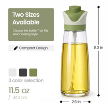 DWËLLZA KITCHEN Olive Oil Dispenser for Kitchen 2-in-1 Pour and Spray | 11.5 oz / 340 ml | Glass Olive Oil Sprayer for Cooking, Airfryer, Salad & BBQ | Set of 2 Bottles, Green