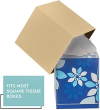Tissue Box Cover Square - Facial Cube Tissue Box Holder Case Dispenser for Bathroom Vanity Countertop, Bedroom Dresser, Office Desk or Night Stand Table, 2 Pack - Beige