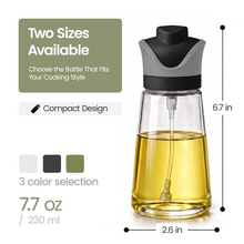 DWËLLZA KITCHEN Olive Oil Dispenser for Kitchen 2-in-1 Pour and Spray | 7.7 oz / 230 ml | Glass Olive Oil Sprayer for Cooking, Airfryer, Salad & BBQ | Set of 2 Bottles, Black