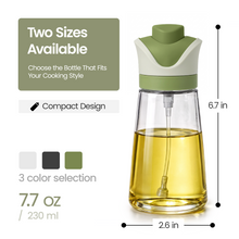 DWËLLZA KITCHEN Olive Oil Dispenser for Kitchen | 2-in-1 Pour and Spray | 7.7 oz / 230 ml | Glass Olive Oil Sprayer for Cooking, Airfryer, Salad & BBQ | Set of 2 Bottles, Green