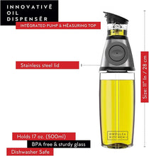 DWËLLZA KITCHEN Olive Oil Dispenser Bottle For Kitchen & Sprayer For Cooking - Glass 17 Oz. Cooking Oil/Syrup Dispenser With Measurements & 6 Oz. Spray Bottle Set