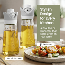 DWËLLZA KITCHEN Olive Oil Dispenser for Kitchen 2-in-1 Pour and Spray | 7.7 oz / 230 ml | Glass Olive Oil Sprayer for Cooking, Airfryer, Salad & BBQ | Set of 2 Bottles, White