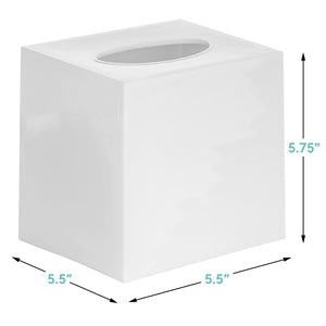 Tissue Box Cover Square - Facial Cube Tissue Box Holder Case Dispenser for Bathroom Vanity Countertop, Bedroom Dresser, Office Desk or Night Stand Table, - White