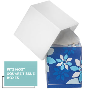 Tissue Box Cover Square - Facial Cube Tissue Box Holder Case Dispenser for Bathroom Vanity Countertop, Bedroom Dresser, Office Desk or Night Stand Table, - White