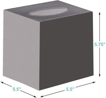 Gray Tissue Box Cover Square - Plastic Facial Tissue Box Holder Vessel Dispenser - Decorative Cube Tissue Holder for Bathroom, Vanity Countertop, Dresser, Bedroom, Office Grey Decor