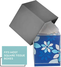 Gray Tissue Box Cover Square - Plastic Facial Tissue Box Holder Vessel Dispenser - Decorative Cube Tissue Holder for Bathroom, Vanity Countertop, Dresser, Bedroom, Office Grey Decor