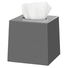 Gray Tissue Box Cover Square - Plastic Facial Tissue Box Holder Vessel Dispenser - Decorative Cube Tissue Holder for Bathroom, Vanity Countertop, Dresser, Bedroom, Office Grey Decor