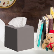 Gray Tissue Box Cover Square - Plastic Facial Tissue Box Holder Vessel Dispenser - Decorative Cube Tissue Holder for Bathroom, Vanity Countertop, Dresser, Bedroom, Office Grey Decor