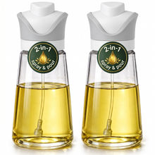 DWËLLZA KITCHEN Olive Oil Dispenser for Kitchen 2-in-1 Pour and Spray | 7.7 oz / 230 ml | Glass Olive Oil Sprayer for Cooking, Airfryer, Salad & BBQ | Set of 2 Bottles, White