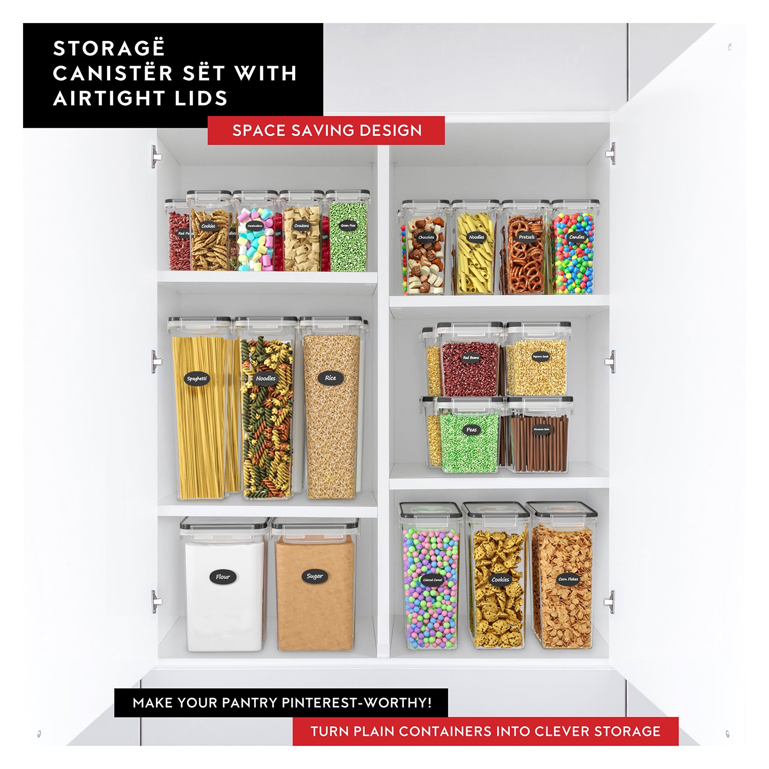 Airtight Food Storage Container Set - 4 Pieces 3.6L - Plastic BPA Free –  Dwellza