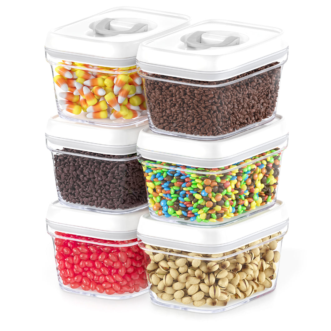 Airtight Food Storage Containers with White Lids Small Candy Bin – 6 Piece  Set
