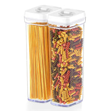 Airtight Food Storage Tall Containers for Spaghetti Noodle and Pasta - White Lid - 2 Piece Set