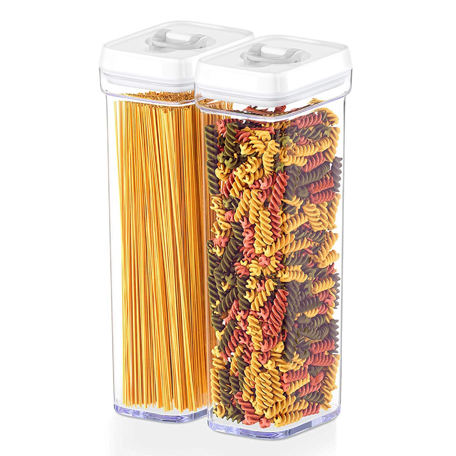 Airtight Food Storage Tall Containers for Spaghetti Noodle and Pasta - White Lid