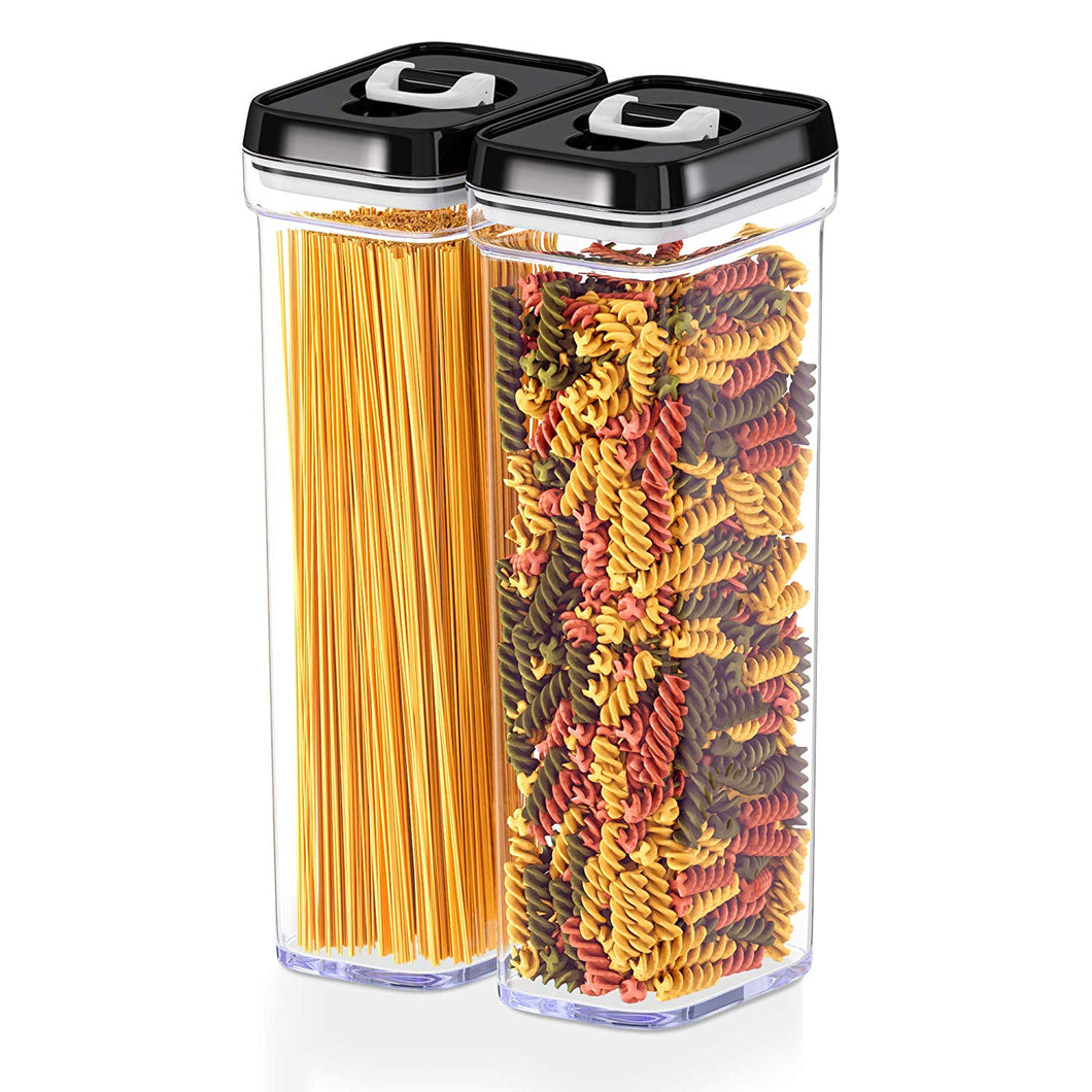 Airtight Food Storage Tall Containers for Spaghetti Noodle and Pasta - 2 Piece Set