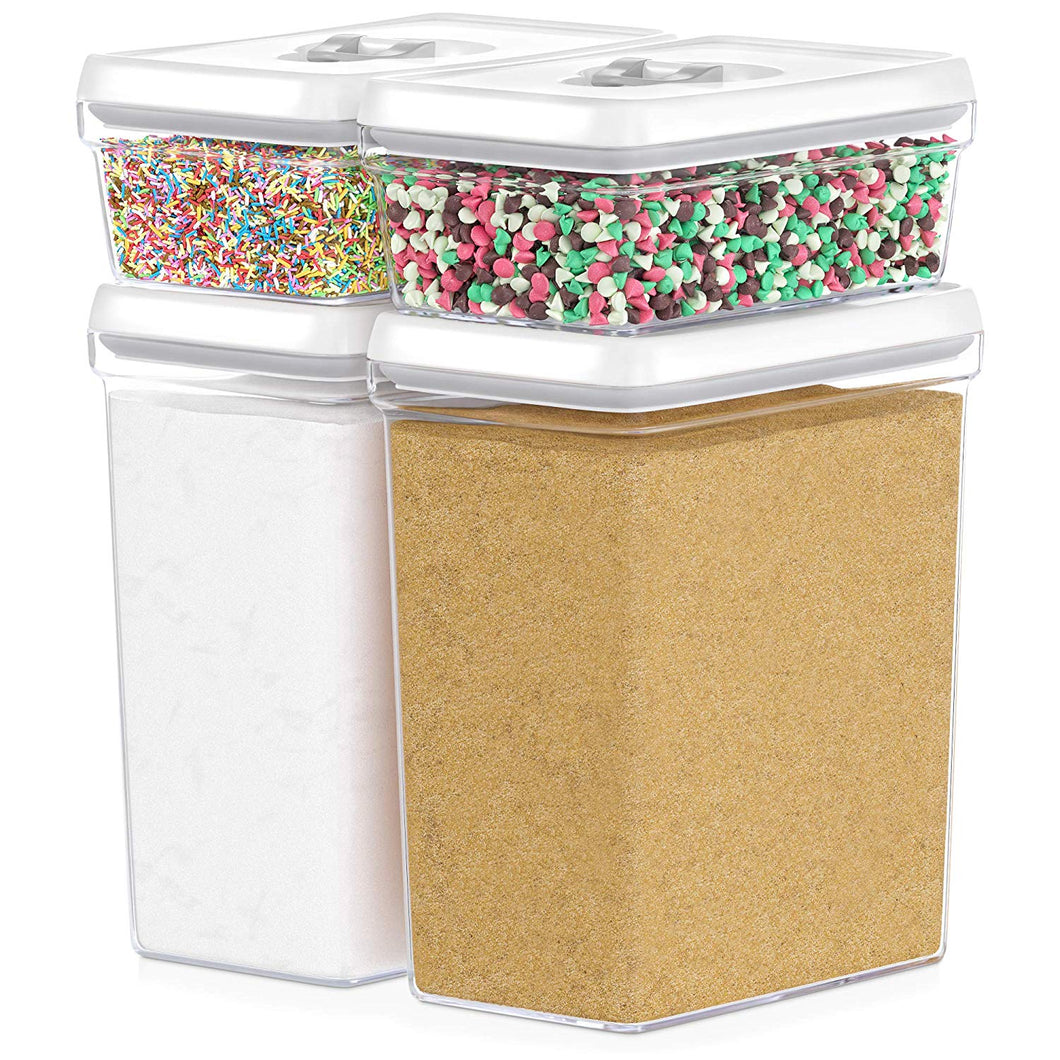 Airtight Food Storage Containers with White Lids Baking Supplies – 4 Piece Set