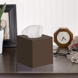 Tissue Box Cover Square - Facial Cube Tissue Box Holder Case Dispenser for Bathroom Vanity Countertop, Bedroom Dresser, Office Desk or Night Stand Table, 2 Pack - Bronze