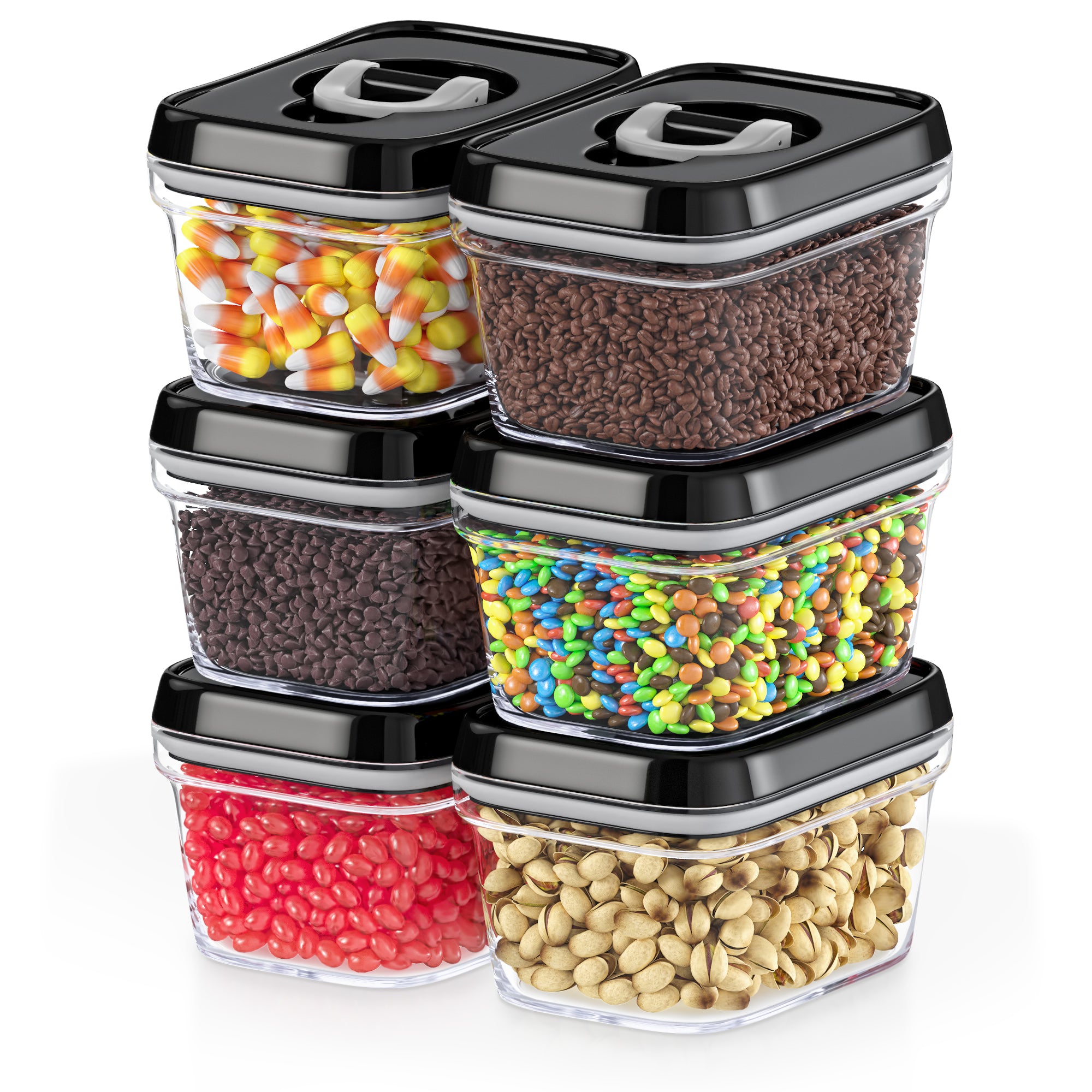 Airtight Food Storage Containers with White Lids Small Candy Bin – 6 P –  Dwellza