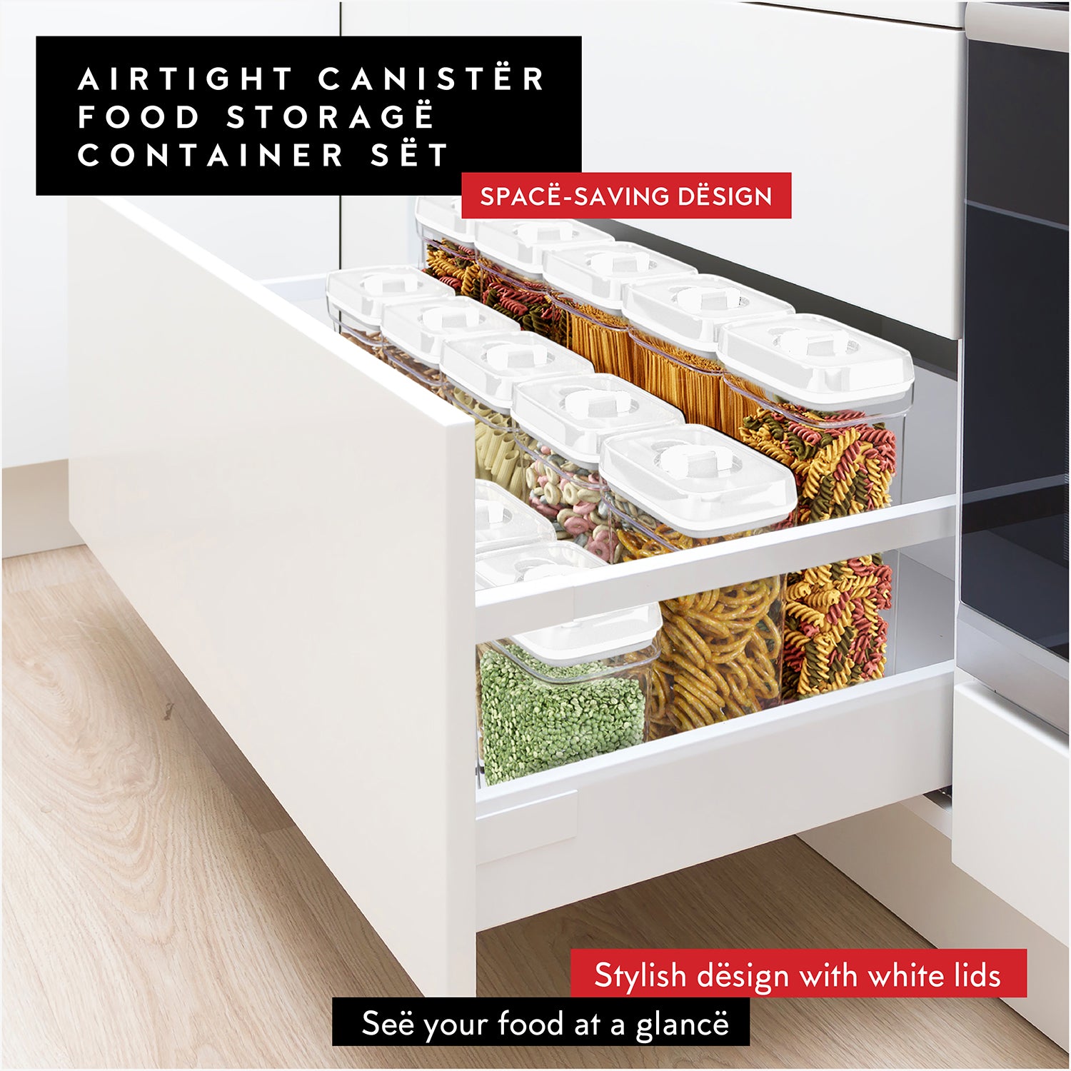 Airtight Food Storage Tall Containers for Spaghetti Noodle and