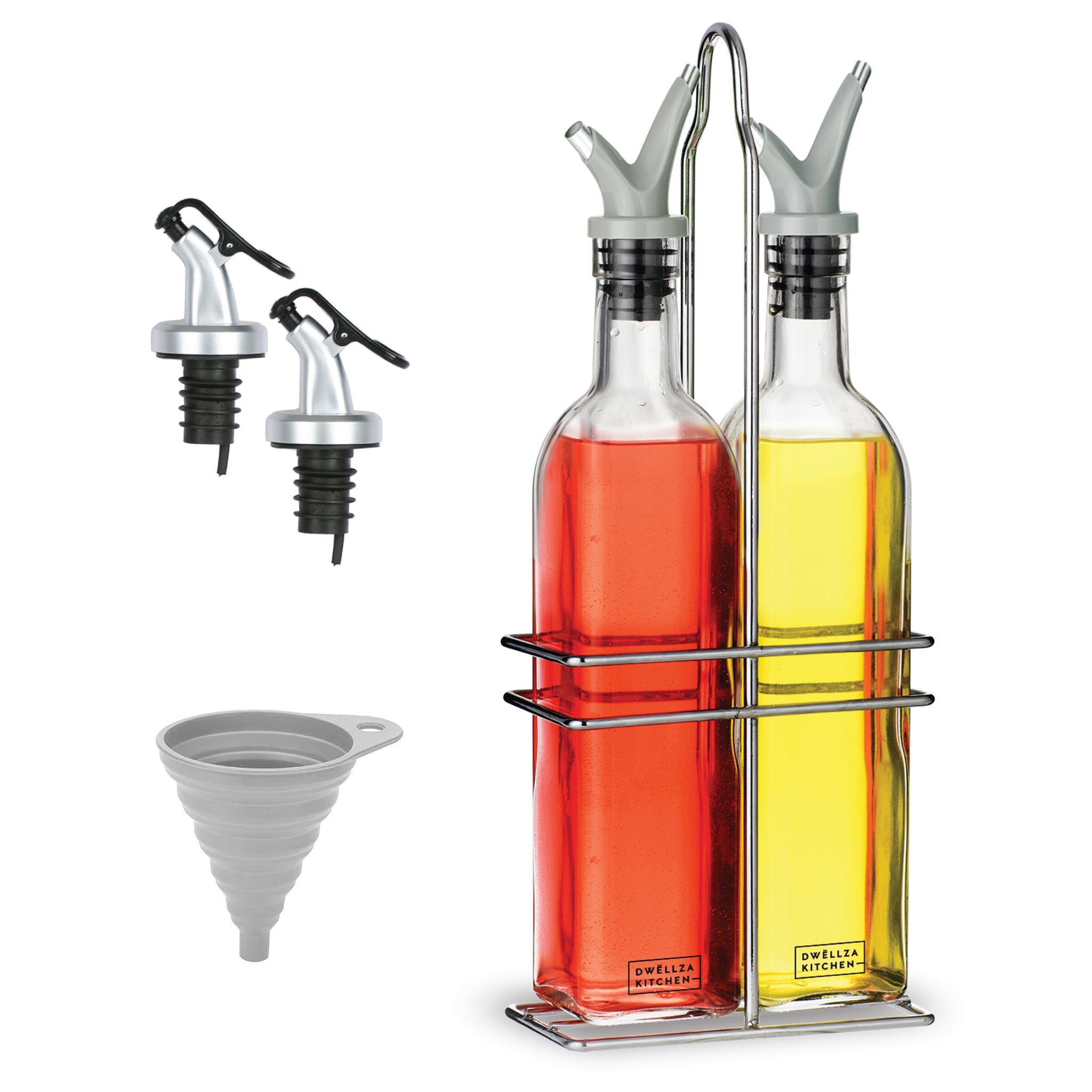 Oil and Vinegar Dispenser Set - Olive Oil Dispenser Bottles for