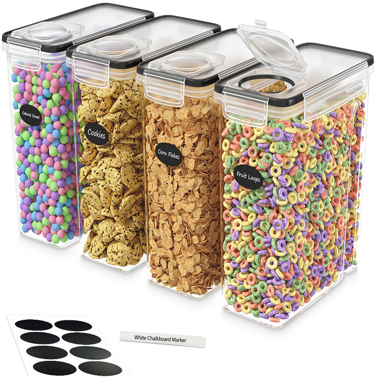 Airtight Food Storage Containers with Lids Plastic Dry Food Canisters for  Cereal Flour Sugar Kitchen Pantry Organization Storage