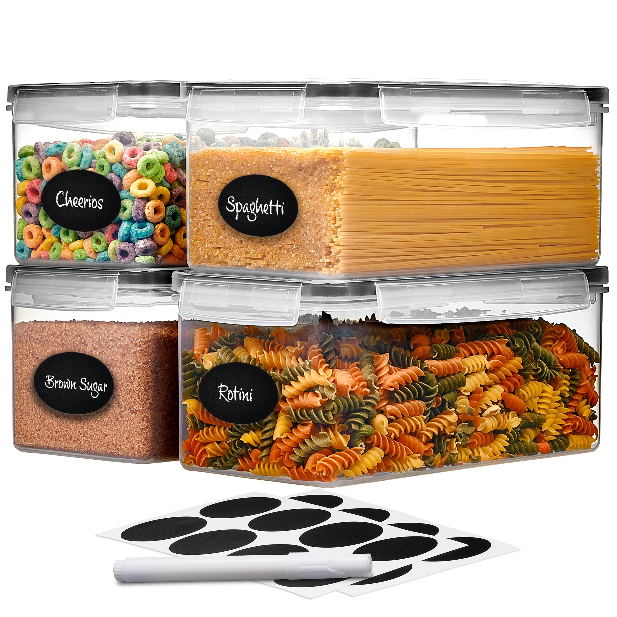 4PCS Airtight Pasta Container, Airtight Food Storage Container Set with  Lids for Pantry, Cabinet - Lifewit – Lifewitstore